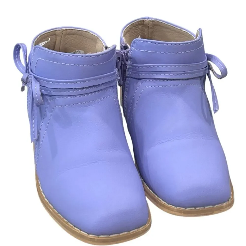 Tiny Toes Nation Lilac Hollyn Bow Ankle Boots Girls Size 8